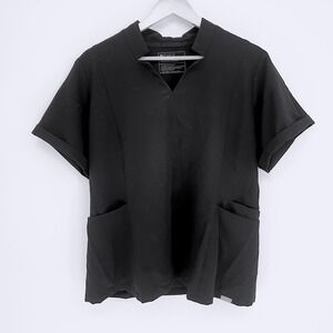 FIGS Womens Inala Black Slim Zipper Pocket Ribbed Collar Scrubs Sz XL W22SW1036